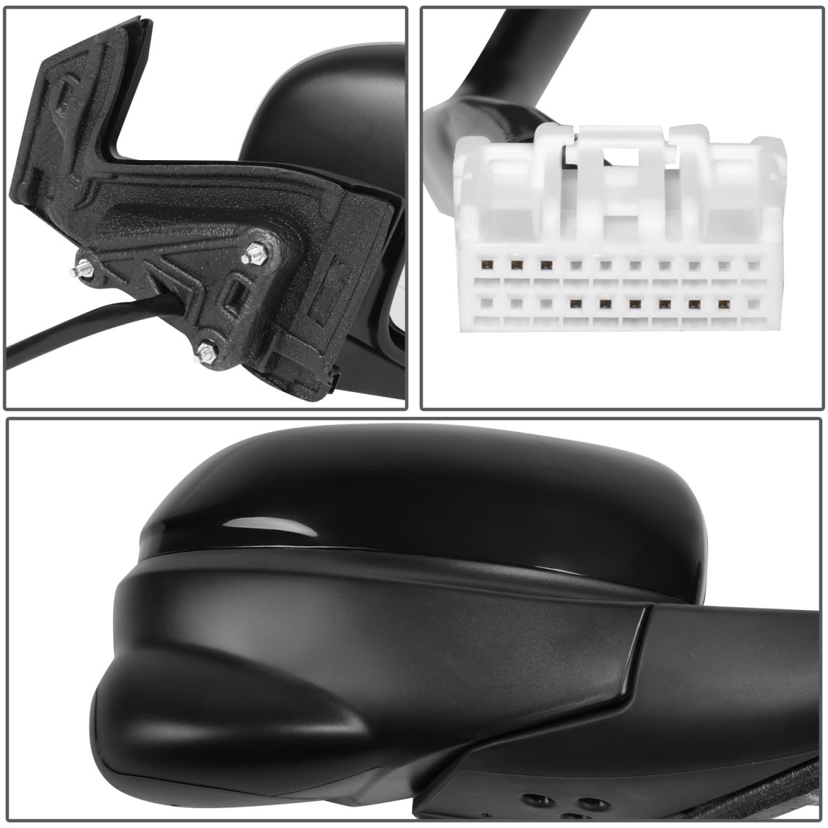 Auto Dynasty Ho1321314 Side Door Power Mirror With Camera For Honda Ridgeline 2017-2023 Passenger Right Paint To Match Black
