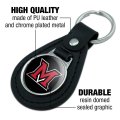 Graphics More Black Leather Miami University Redhawks Logo Keychain