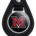 Graphics More Black Leather Miami University Redhawks Logo Keychain 