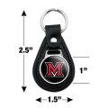 Graphics More Black Leather Miami University Redhawks Logo Keychain