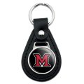 Graphics More Black Leather Miami University Redhawks Logo Keychain