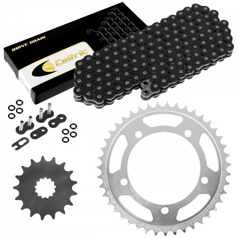 Caltric Black O-ring Drive Chain And Sprockets Kit For Triumph Bonneville 800 T100 2002 2003 2004 2005