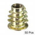 Uxcell Furniture Threaded Insert Nuts Zinc Alloy M6 Internal Threads 13mm Length 50pcs