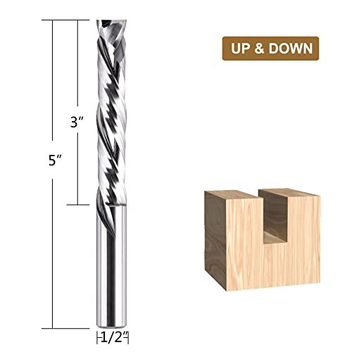 Compression Spiral Router Bit 1 2 In Shank 3 Cutting Length Up And Down Cnc Bits For Woodworking Milling Slot Mortise Carbide