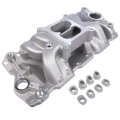52026 Dual Plane Air-gap Intake Manifold Replacement For Sbc Chevy 283 327 350 Small Block 22026