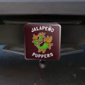 Jalapeno Puppers Puppy Dog Poppers Funny Humor Tow Trailer Hitch Cover Plug Insert