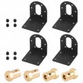 4 Pcs 37mm Dc Gear Motor Mounting Brackets And 6mm Hex Couplings Black Aluminum Rust Resistance Holder For Small Stepper Motors 