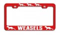 Weasels Red Metal License Plate Frame Tag Holder Heavy Duty Steel Universal Fit For Us And Canada Vehicles 12 5 X 6 In 