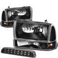 Ford Super Duty 1st Gen Pair Of Black Housing Amber Corner Headlight Smoke Lens Led 3rd Brake Light 