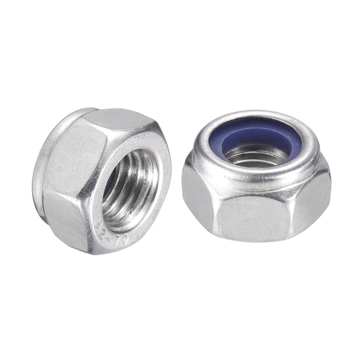 30pcs M8 X 1 Nylon Insert Hex Lock Nuts 304 Stainless Steel Self-locking Stop Nut For Industrial Construction Fasteners Silver
