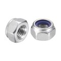 30pcs M8 X 1 Nylon Insert Hex Lock Nuts 304 Stainless Steel Self-locking Stop Nut For Industrial Construction Fasteners Silver 