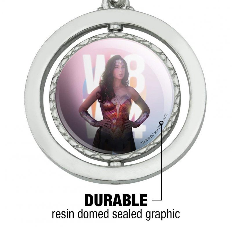 Graphics More Wonder Woman 1984 Fierce Pose Keychain Spinning Round Chrome Plated Metal