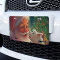 Graphics More Christmas Holiday Santa Claus With Puppy Novelty Metal Vanity Tag License Plate
