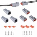 Muyi 3 Kits 2 Pin Way Dtp Series Connector 14-12 Awg Waterproof Electrical Plugs Ip65 Heavy Duty Sockets Size 12 Terminals 