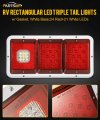 Partsam 2x Led Triple Tail Lights 45s Rectangle Vertical Or Horizontal Mount Led Trailer Camper Rv Stop Turn Backup Reverse