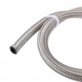 X Autohaux 5ft 4an Fuel Hose An4 Universal Car Braided Stainless Steel Cpe Oil Gas Line Silver Tone
