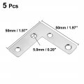 Uxcell Flat Plate L Shape 50mmx50mm Stainless Steel 304 Angle Corner Brace Repair Brackets Pack Of 5