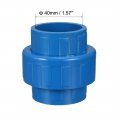 Uxcell 40mm X Pvc Pipe Fitting Union Solvent Socket Quick Connector Blue 2pcs
