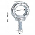 Uxcell Lifting Eye Bolt M12 X 30mm Male Thread C15 Carbon Steel For Hanging Pack Of 5