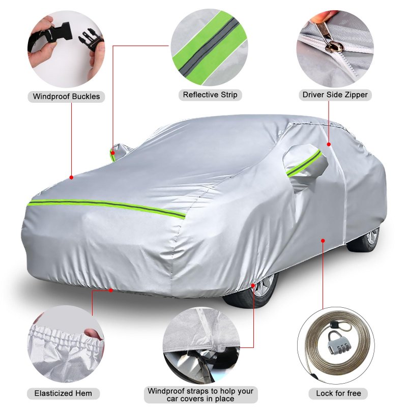 Waterproof All Weather Car Cover For 2004 2026 Toyota Corolla Sedan Silver Full Body Protection With Cotton Liner And Zipper