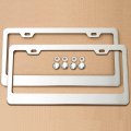 Uframe Set Of Two 100 Stainless Steel Mirror Polished License Plate Frames Wide Bottom Pair