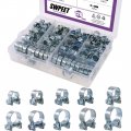 Swpeet 120pcs 10 Sizes Zinc Plated Mini Fuel Injection Line Style Hose Clamp Assortment Kit Perfect For Automotive Agriculture 