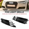 Topteng 2pcs Front Bumper Foglight Cover Grill Fog Light Grille Fit For Audi A6 C7 2014 06-2018 09 Does Not S-line Model