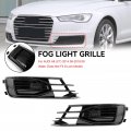 Topteng 2pcs Front Bumper Foglight Cover Grill Fog Light Grille Fit For Audi A6 C7 2014 06-2018 09 Does Not S-line Model