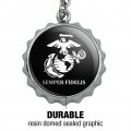 Marine Corps Usmc Semper Fidelis White Black Logo Officially Licensed Keychain Chrome Plated Metal Pop Cap Bottle Opener