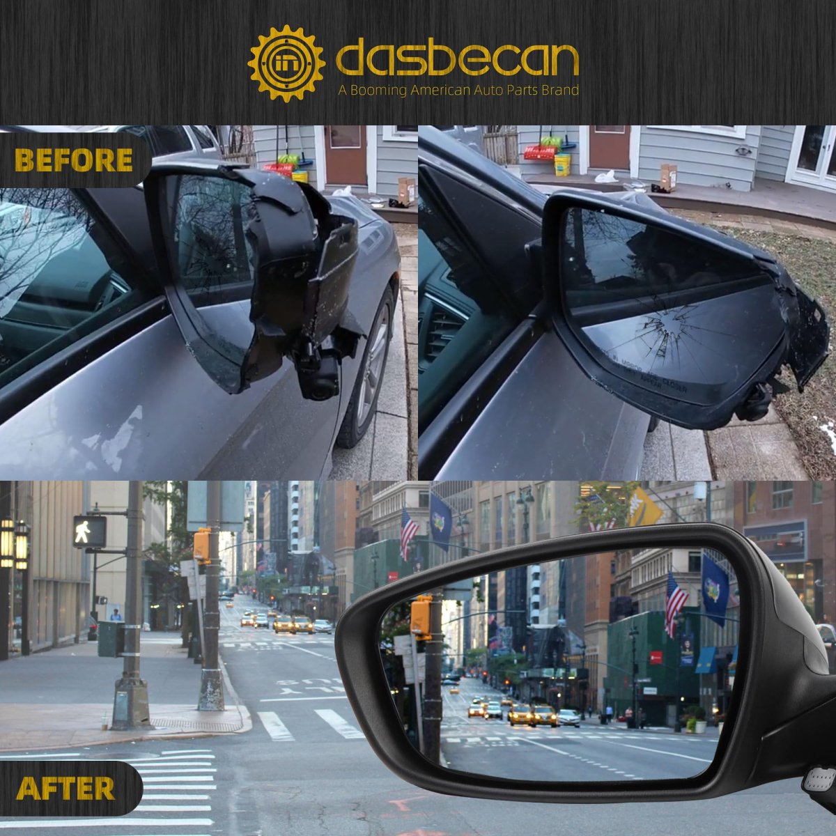 Left Driver Side Mirror For 2013 2014 2015 Kia Forte Rear View Black With Manual Folding Heated Power Glass Replace 87610a7200