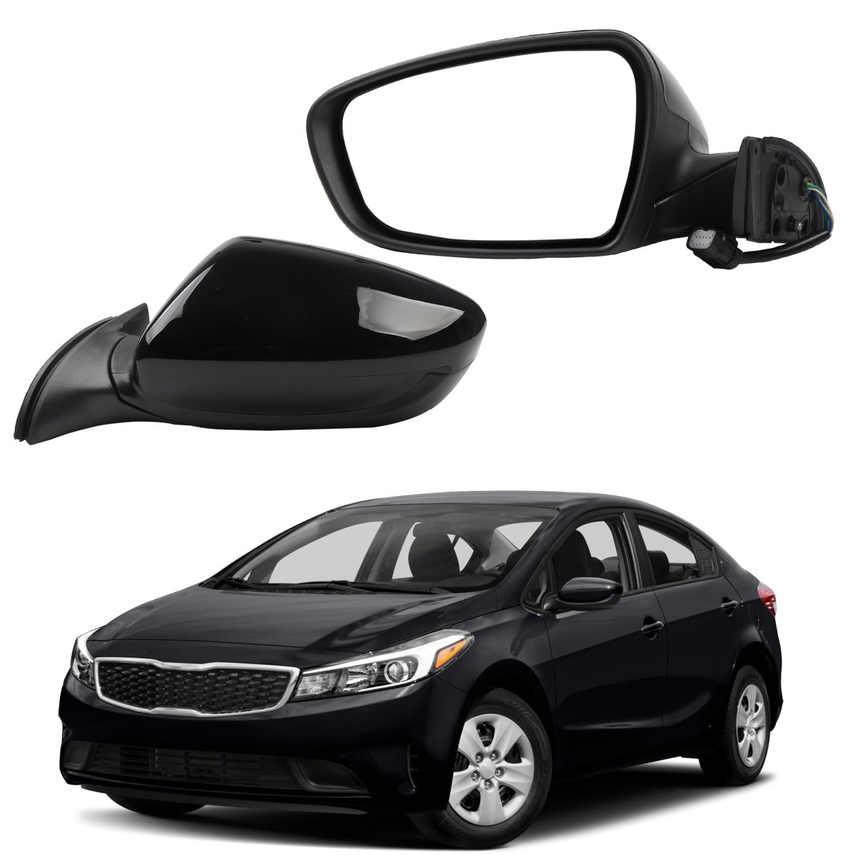 Left Driver Side Mirror For 2013 2014 2015 Kia Forte Rear View Black With Manual Folding Heated Power Glass Replace 87610a7200