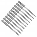 Uxcell 10pcs 75mm Long 1 4 Hex Shank T10 Magnetic Torx Head Screwdriver Bits S2 High Alloy Steel