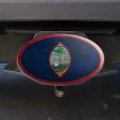 Rustic Distressed Guam Flag Oval Tow Trailer Hitch Cover Plug Insert