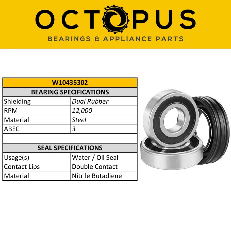 Octopus For Washer Tub Bearings Kit Replacement W10435302 W10447783