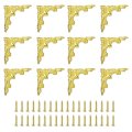 12pcs Vintage Flat Corner Bracket X 2 Metal Desk Protectors Zinc Alloy Decorative Edge Cover With Mounting Nail For Furniture 