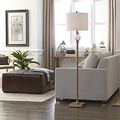 Allen Roth Calday 60-in Brass Foot Switch Floor Lamp With Fabric Shade 