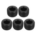 5pcs Male Thread Socket Pipe Plugs Npt 1 2 Carbon Steel Internal Hex Caps For Fitting And Sealing Black 