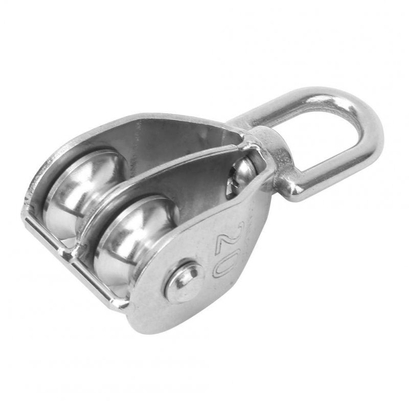 Walfront 2pcs 304 Stainless Steel M20 Fixed Pulley Double Wheel Lifting Rope Block Sheave