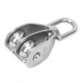 Walfront 2pcs 304 Stainless Steel M20 Fixed Pulley Double Wheel Lifting Rope Block Sheave