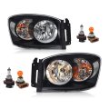 Pit66 Headlights Assembly W Bulbs Compatible With Dodge Ram 1500 2006 2007 2008 Fit 2500 3500 Truck 2006-2009 Headlamps Front 