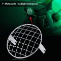 7 Inch Motorcycle Headlight Mesh Grill Cover Silver Side Mount Universal Lamp Mask Protector Guard For Cafe Racer