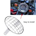 7 Inch Motorcycle Headlight Mesh Grill Cover Silver Side Mount Universal Lamp Mask Protector Guard For Cafe Racer