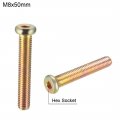 Uxcell M8x50mm Furniture Screw Hex Socket Machine Screws Zinc Plated Fasteners Bolts Full Thread Carbon Steel 10pcs