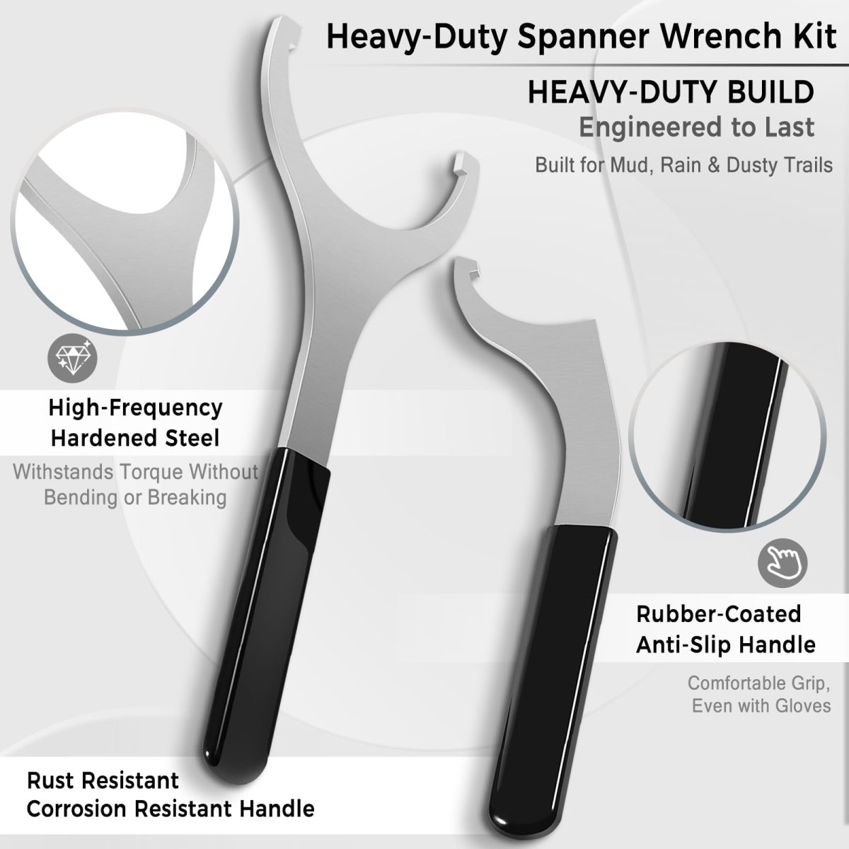 Camoo 2 Spring Preload Spanner Wrench Kit Fits For Polaris Rzr Side-by-side Utv Models With Shock For Fox 2-inch Bodies
