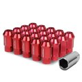 Auto Dynasty M12 X 1 5 Open End Wheel Lug Nuts With Deep Drive Extension 20-piece Aluminum Alloy Red