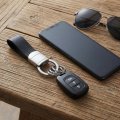 Chevrolet Golden Logo Genuine Leather Strap Keychain Black With Chrome Round Hook Official Licensed Accessory 3 63 In X 1 Ls842 