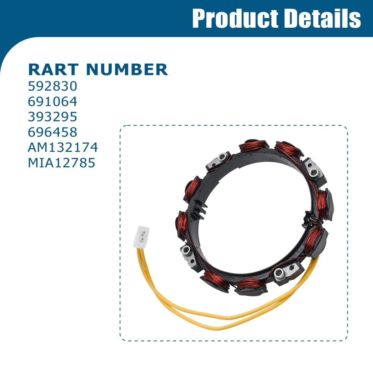 592830 696458 Alternator Charging Coil Stator For John Deere Gt235 L120 Replaces 691064 393295 Lt166