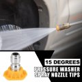 X Autohaux 15 Degrees High Pressure Washer Spray Nozzle Tips Quick Connector Yellow 5 Pcs