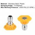 X Autohaux 15 Degrees High Pressure Washer Spray Nozzle Tips Quick Connector Yellow 5 Pcs