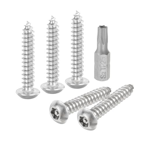 M5 X 30mm Button Head Torx Security Sheet Metal Screws 10pcs 304 Stainless Steel Tamper Resistant Self Tapping Anti-theft Wood